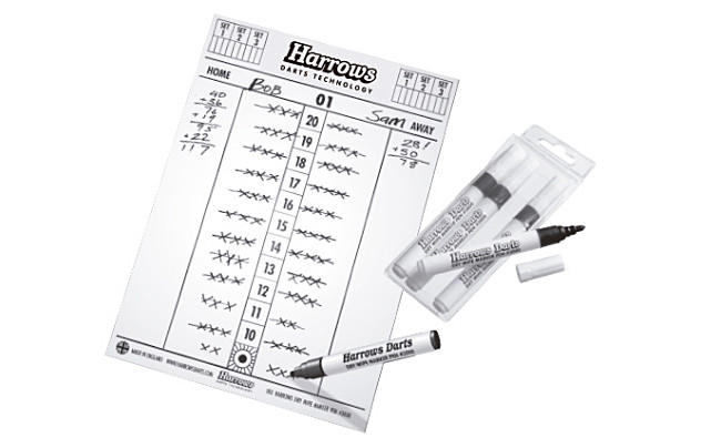 HARROWS Dry Wipe Score Board + 4 Stifte
